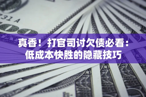 济南真香！打官司讨欠债必看：低成本快胜的隐藏技巧